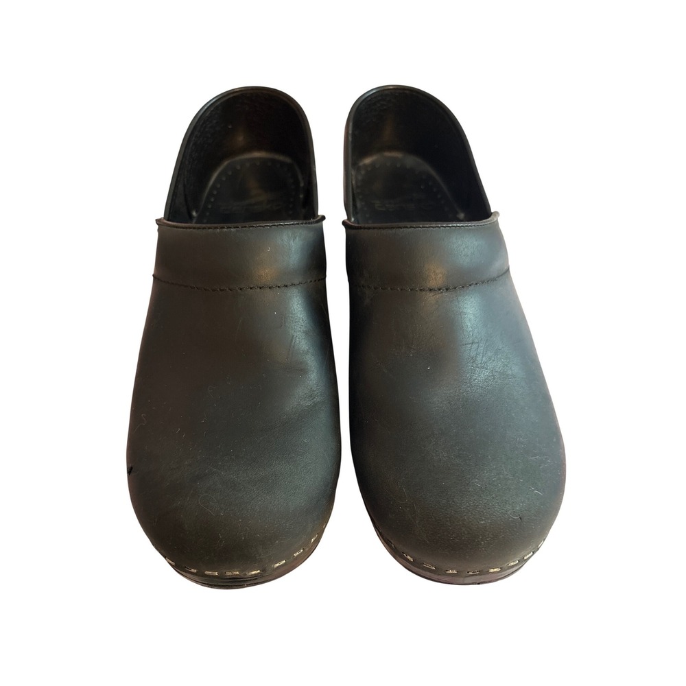 Dansko Professional Black Oiled Leather Clogs Womens 36 EU Slip On Shoes